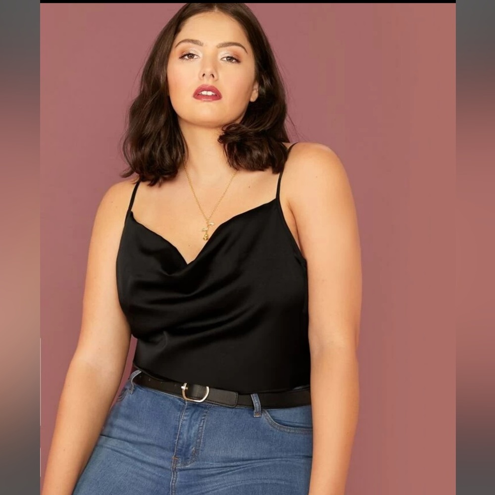 SHEIN BAE Plus Draped Neck Satin Cami Top